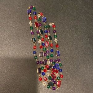 Multicolored faux bead gold-tone necklace